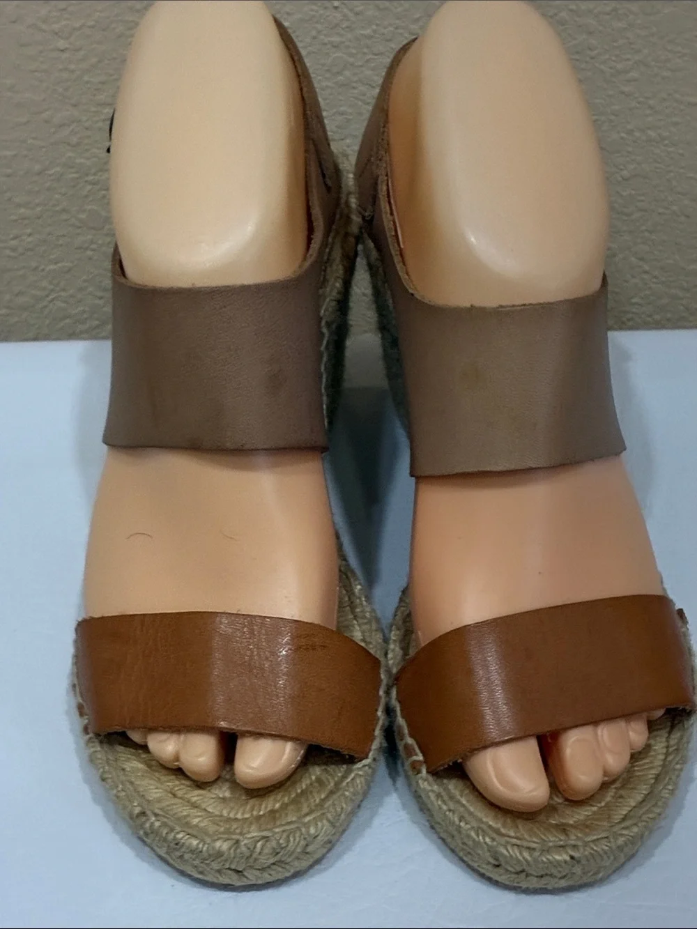 Soludos Two-Tone Brown Tan Espadrille Wedge Sandals
